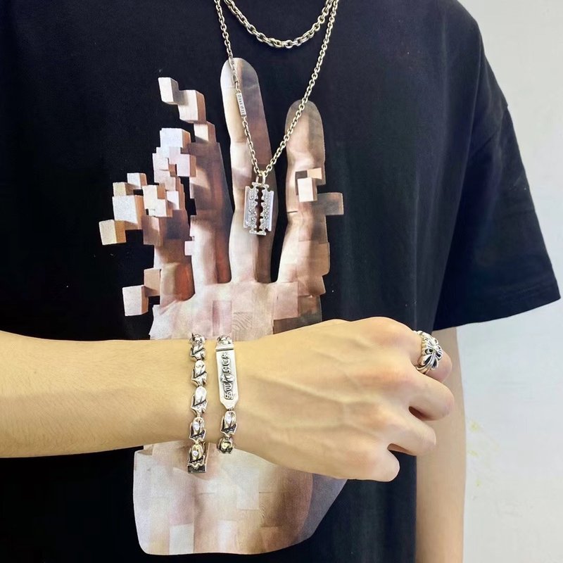 크롬하츠 실버 롤링스톤 혀 체인 브레이슬릿 001-263291