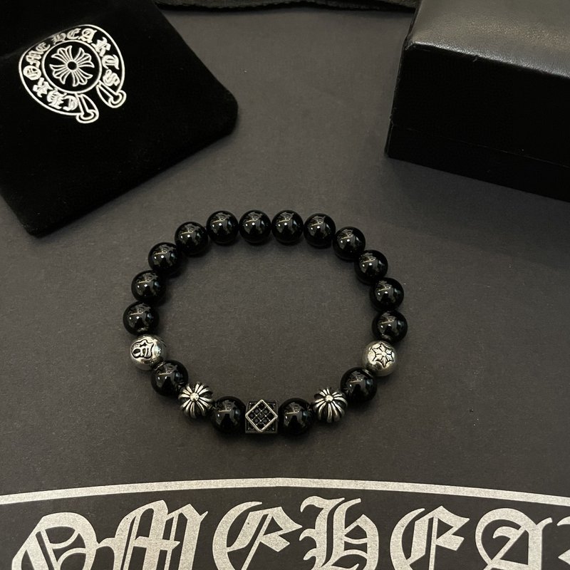 Chrome Hearts 클래식 흑요석 비즈 팔찌 001-263373
