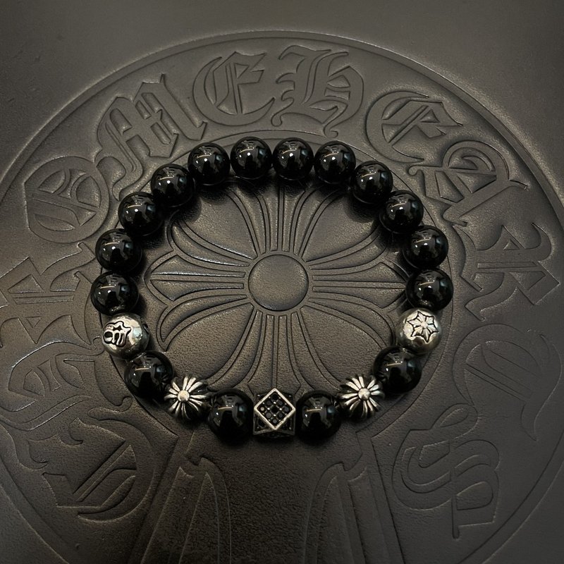 Chrome Hearts 클래식 흑요석 비즈 팔찌 001-263373