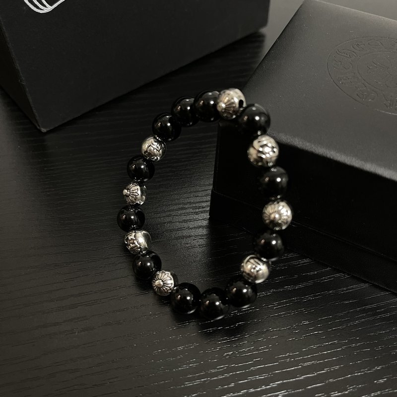 크롬하트 8mm 흑요석 4은구슬 팔찌 001-263379