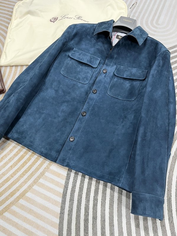 로로피아나 턴다운 칼라 가죽 자켓 001-263579