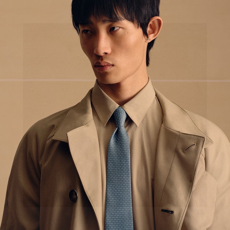 에르메스 남성 넥타이 회색 파란색 7cm 001-263768