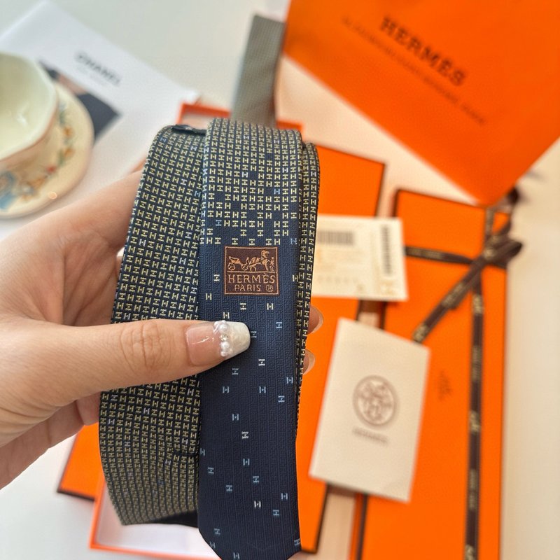 에르메스 넥타이 회색 진한 파란색 001-264406