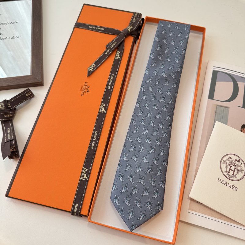 에르메스 수제 비스듬한 무늬 실크 넥타이 001-264572