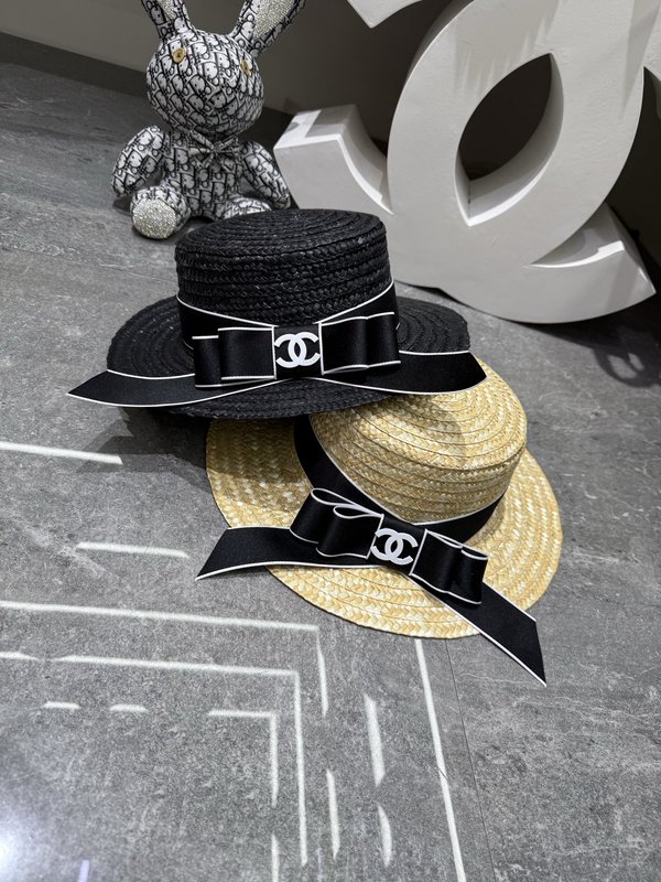 샤넬 나비리본 밀짚 플랫캡 001-265991