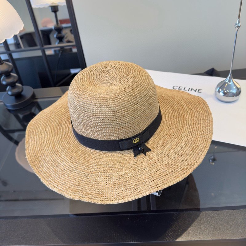 Gucci 라피아 모자 비치 빅 브림 001-266222