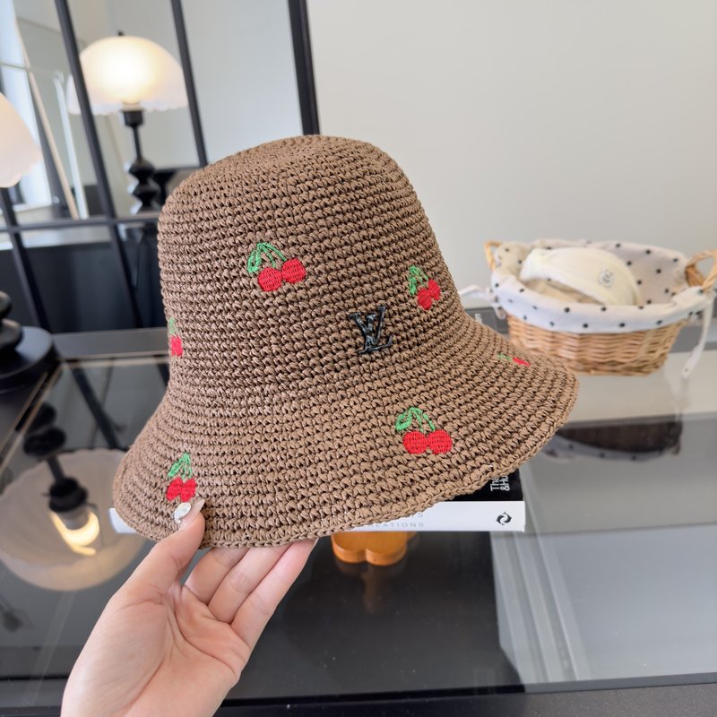 LV  수제 접이식 밀짚모자 001-266307