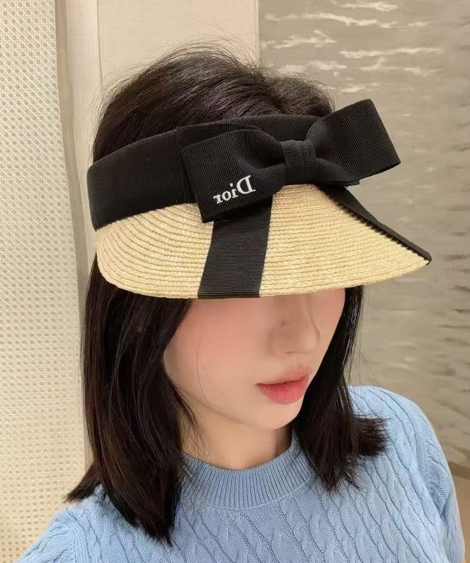 디올 밀짚 나비 리본 선캡 001-266353
