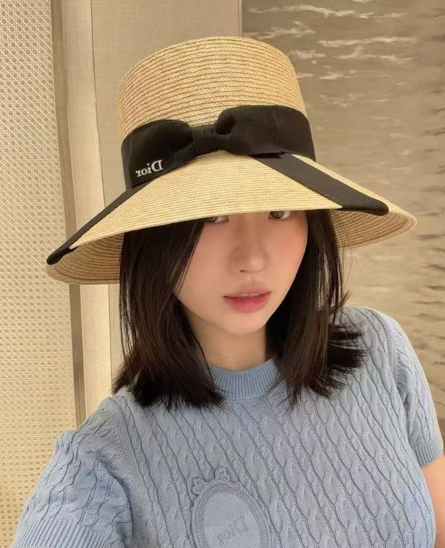 디오 밀짚 리본 모자 001-266354
