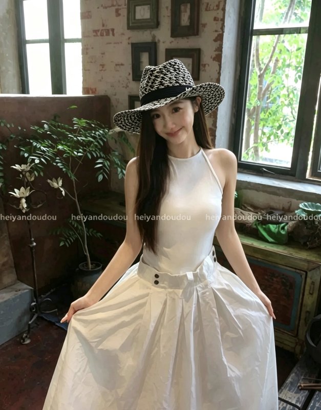 디올 하운드투스 체크 리넨 스타일 페도라/사각모 001-266360