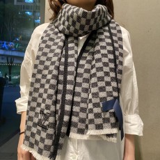 루이비통 체크 무늬 캐시미어 목도리 001-266433