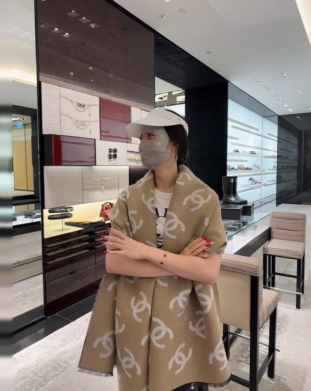 샤넬 풀로고 숄 스카프 양면 디자인 001-266573