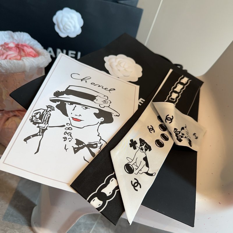 샤넬 강아지 리본 (양면 실크) 001-266634