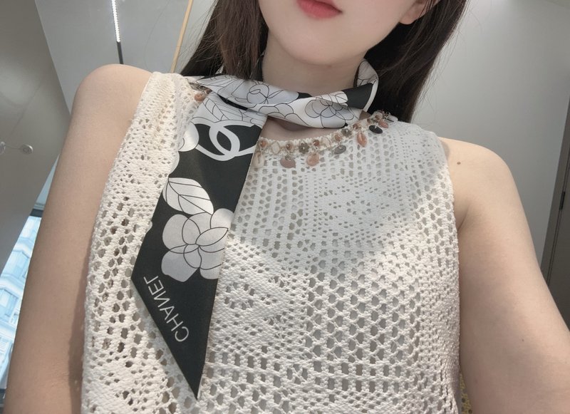 샤넬 헤어밴드 리본 실크 스카프 001-266700