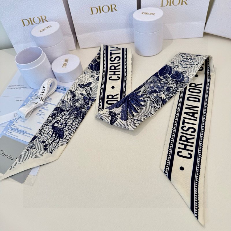 디올 트로피컬 레인 포레스트 실크 스카프 헤어밴드 001-266850