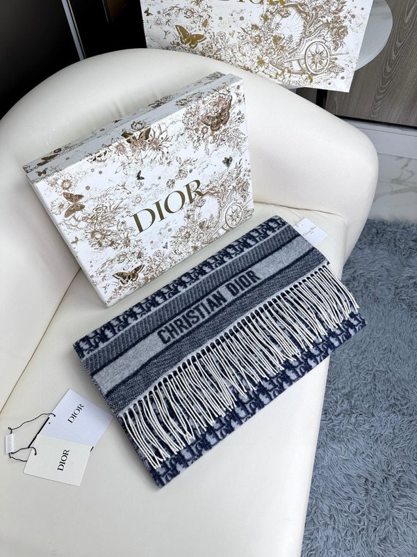 DIOR 클래식 오블리크 프린트 캐시미어 스카프 001-267041