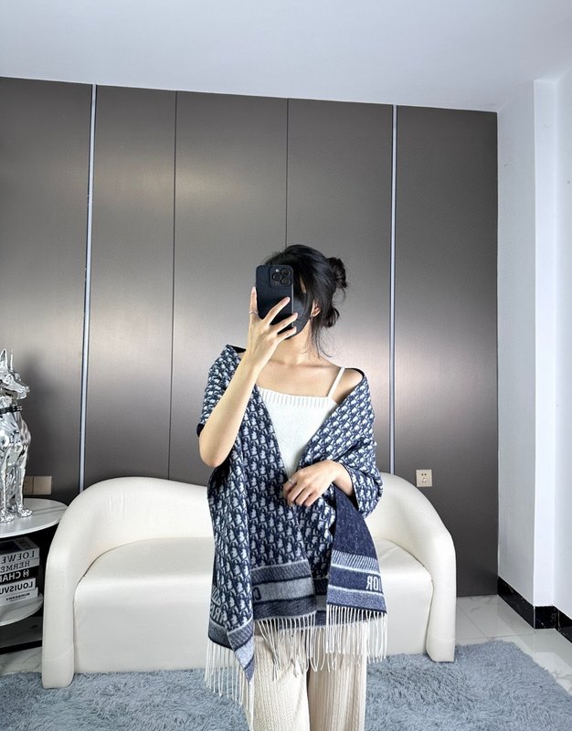 DIOR 클래식 오블리크 프린트 캐시미어 스카프 001-267041