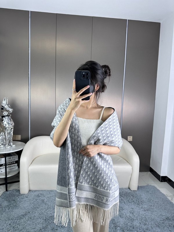 디올 오블리크 프린트 캐시미어 스카프 001-267047