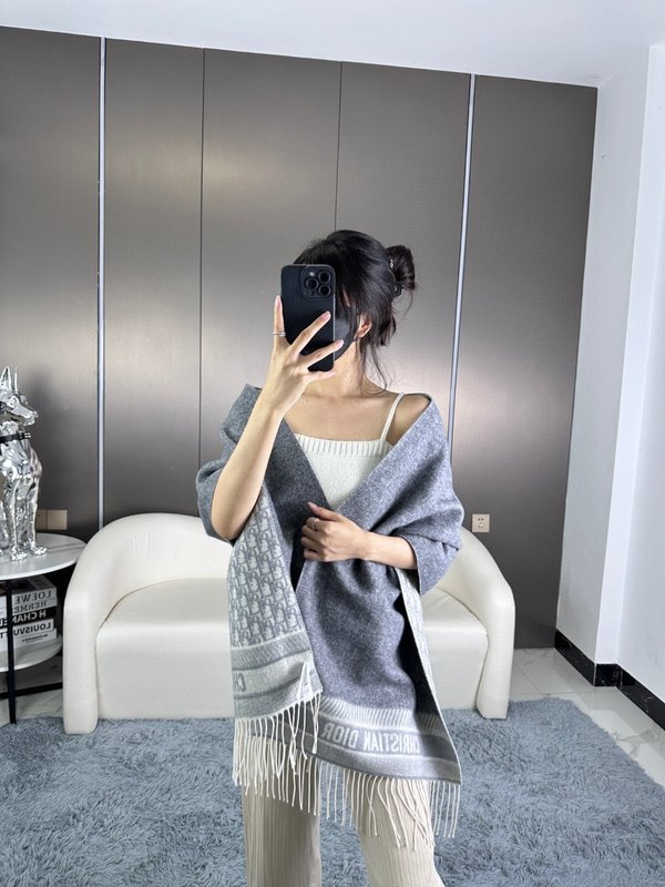 디올 오블리크 프린트 캐시미어 스카프 001-267047