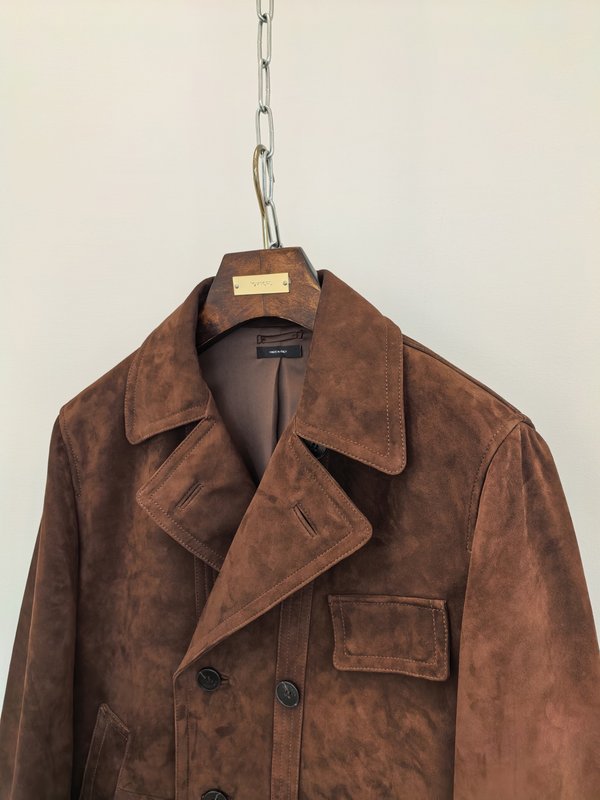 Tom Ford 더블 브레스티드 슬림 미디엄 가죽 자켓 001-268151