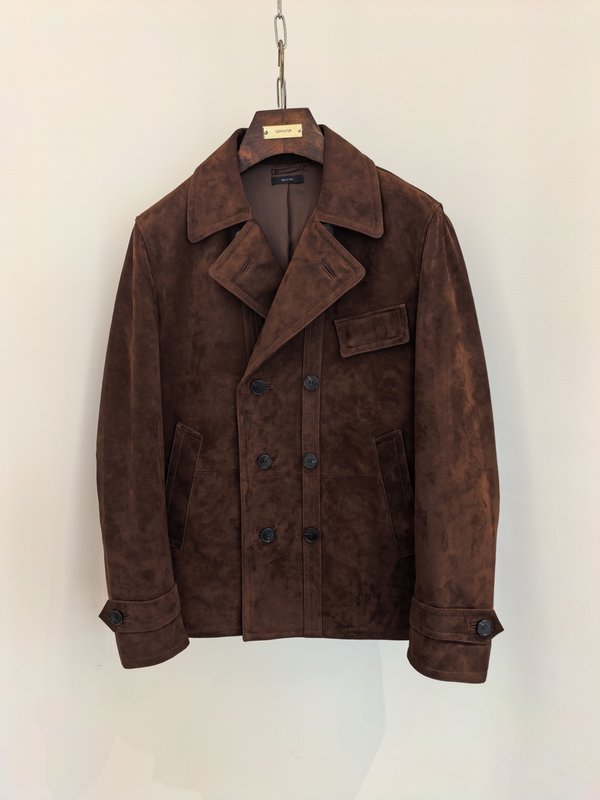 Tom Ford 더블 브레스티드 슬림 미디엄 가죽 자켓 001-268151