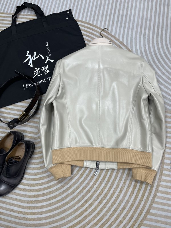 Tom Ford 심플 캐주얼 가죽 자켓 (화이트/아이보 001-268204