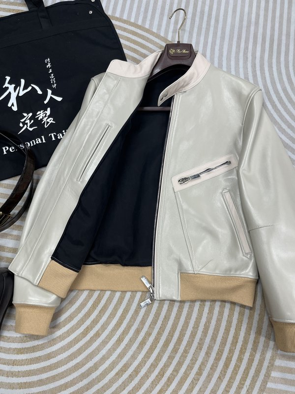 Tom Ford 심플 캐주얼 가죽 자켓 (화이트/아이보 001-268204