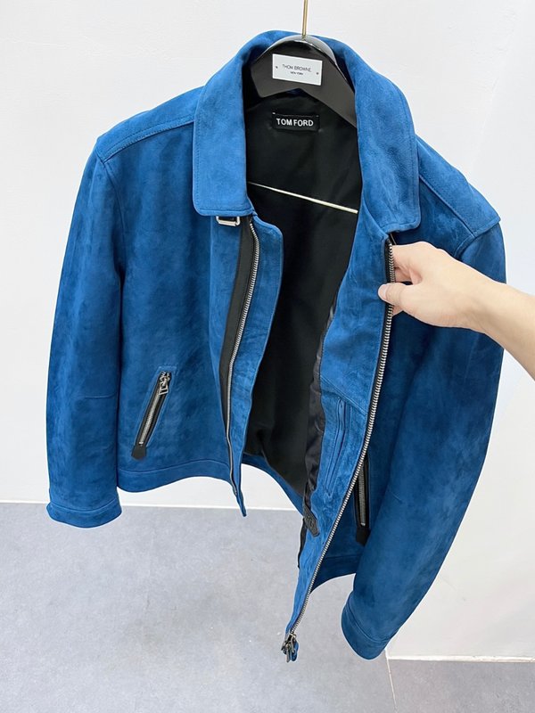 TOM FORD 일렉트릭 블루 고트 스웨이드 자켓 001-268221