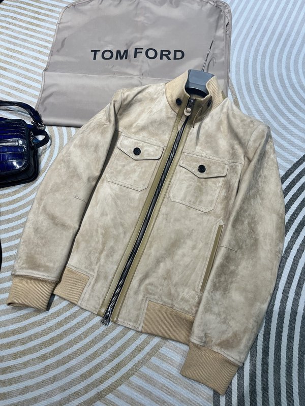 Tom Ford 스탠드칼라 스웨이드 가죽 자켓 001-268239