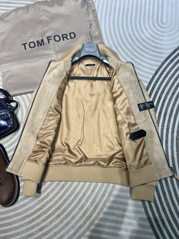 Tom Ford 스탠드칼라 스웨이드 가죽 자켓 001-268239