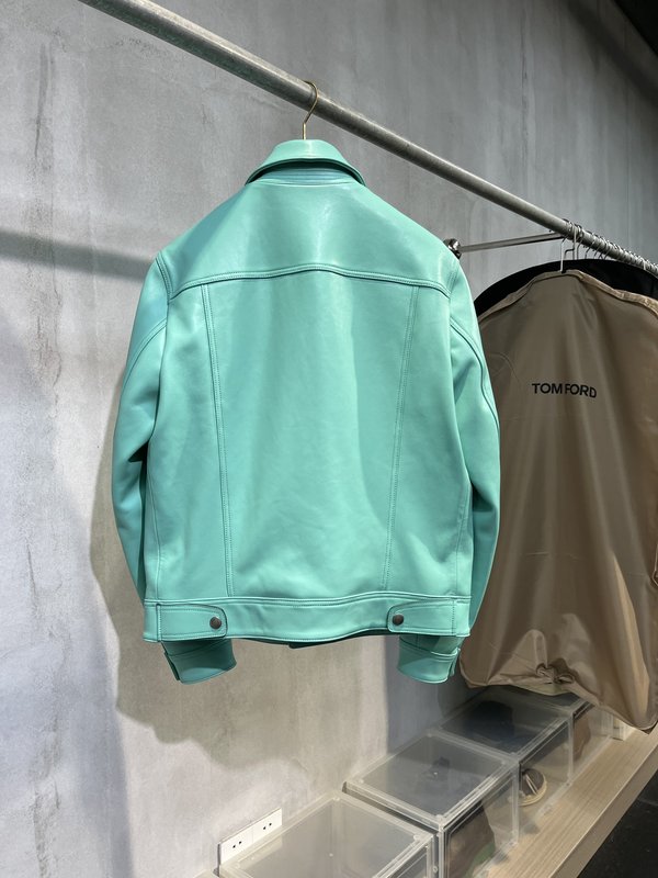 TOM FORD 민트 그린 데님 가죽 자켓 001-268274