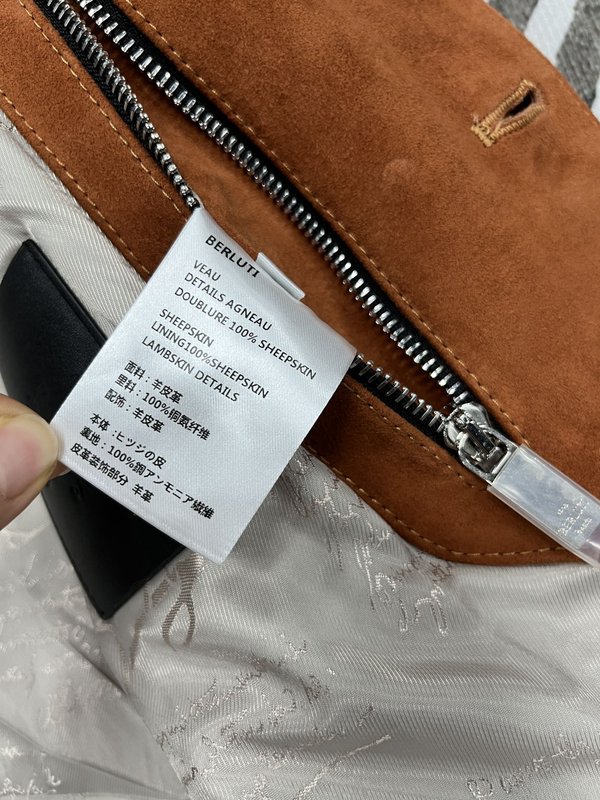 Berluti 플립 칼라 가죽 자켓 001-268327