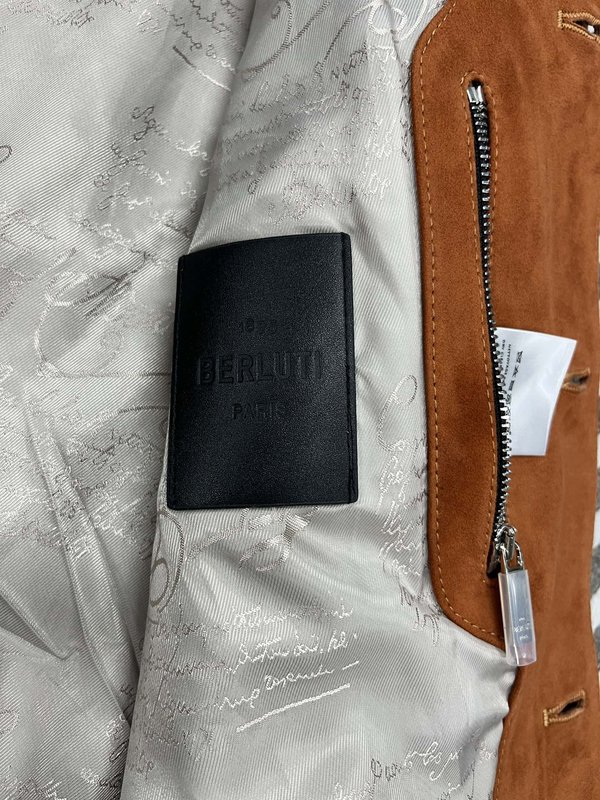 Berluti 플립 칼라 가죽 자켓 001-268327