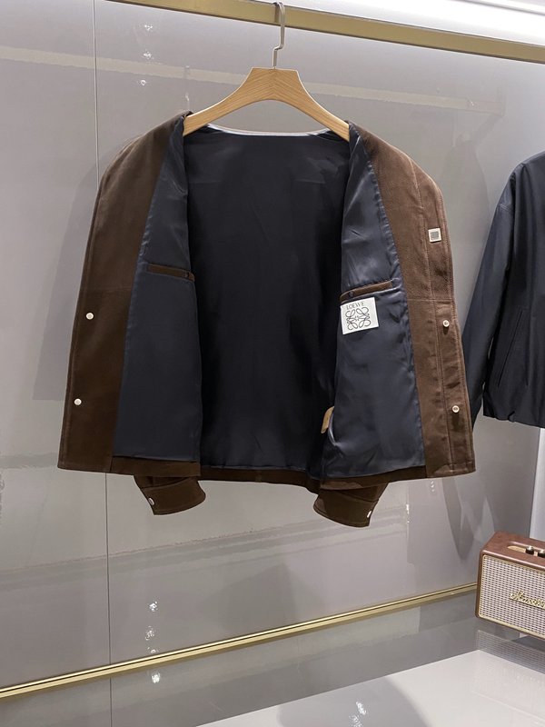 Loewe 남성 가죽 라펠 자켓 001-268360