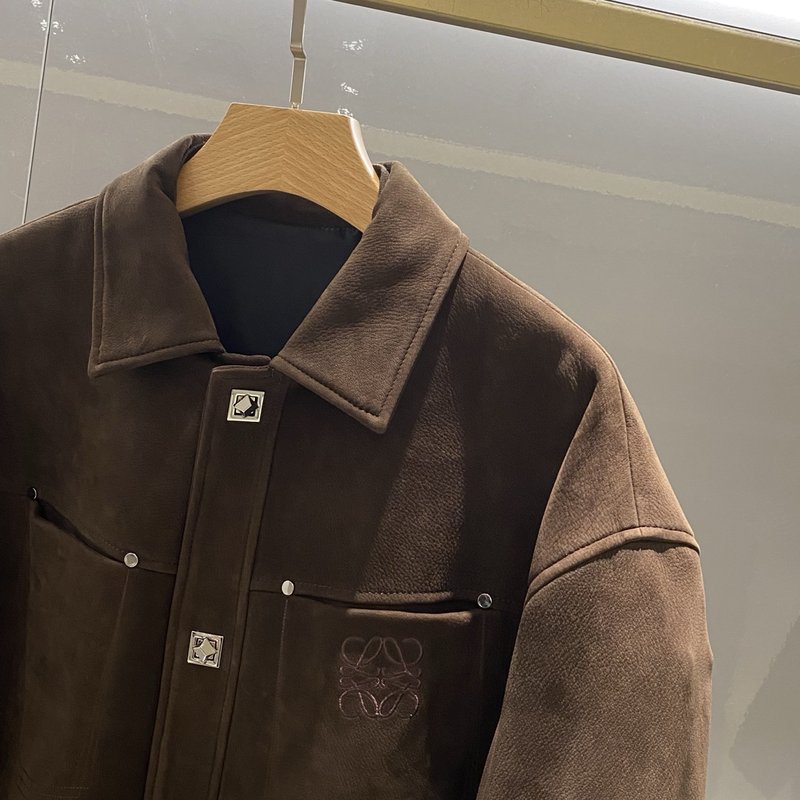 Loewe 남성 가죽 라펠 자켓 001-268360
