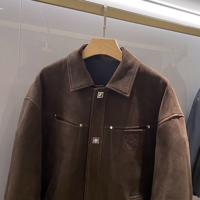 Loewe 남성 가죽 라펠 자켓 001-268360