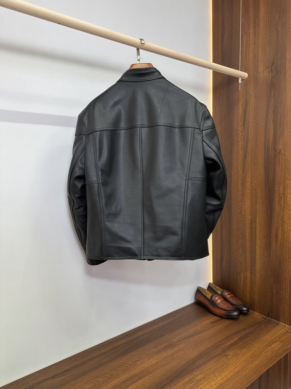 Gucci 클래식 웨빙 오토바이 가죽 자켓 001-268371