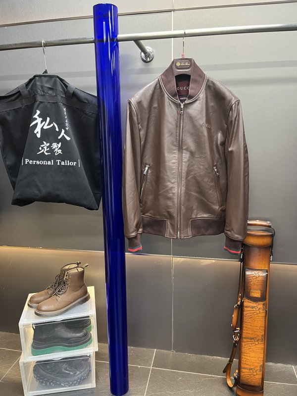 Gucci 정교한 자수 야구복 가죽자켓 001-268382