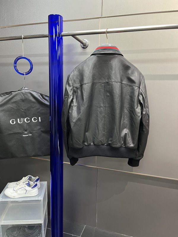 GUCCI 가을겨울 식물성 무두질 가죽 자켓 001-268384