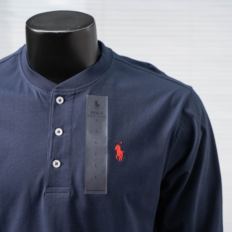 Ralph Lauren 말 자수 헨리넥 긴팔 티셔츠 001-271418