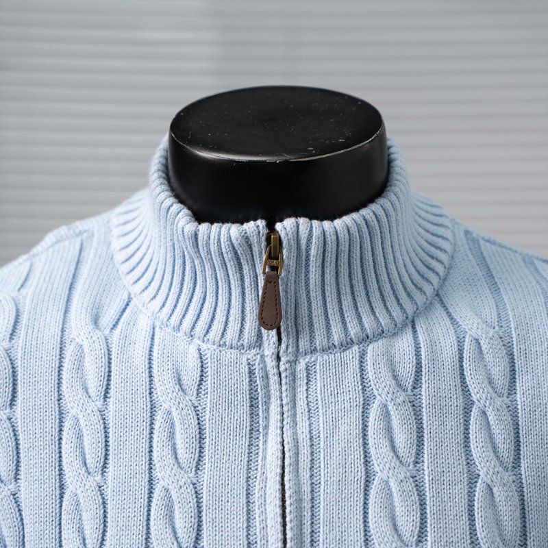 Ralph Lauren 순색 자수 폴로 반지퍼 니트 스 001-271420