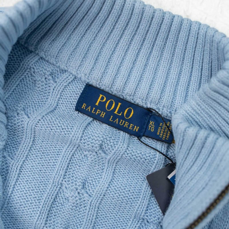 Ralph Lauren 순색 자수 폴로 반지퍼 니트 스 001-271420