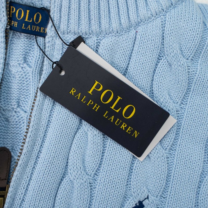 Ralph Lauren 순색 자수 폴로 반지퍼 니트 스 001-271420