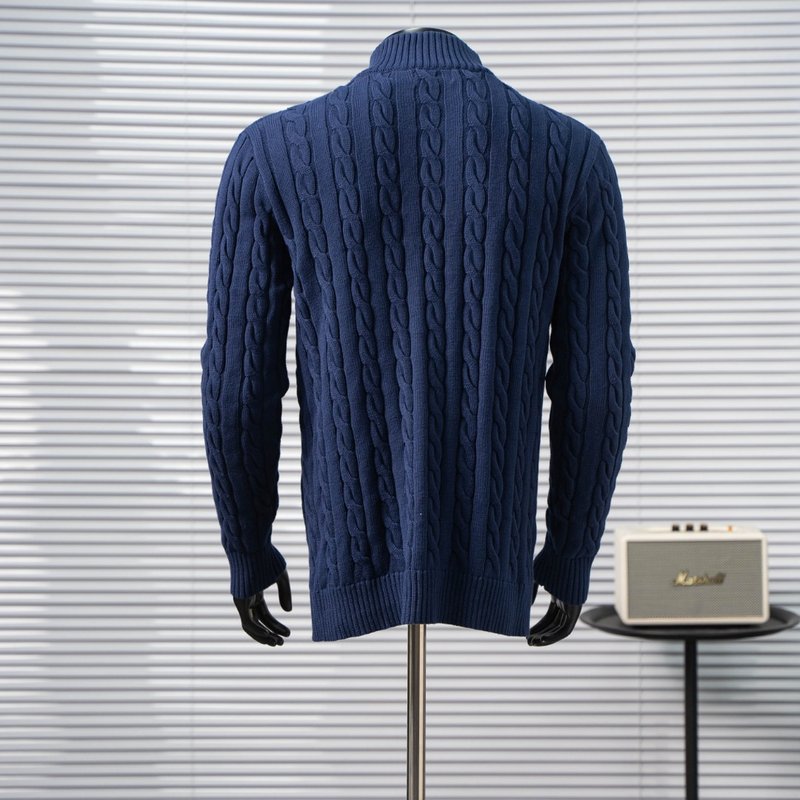 Ralph Lauren 자수 포니 케이블 니트 하프 집 001-271422