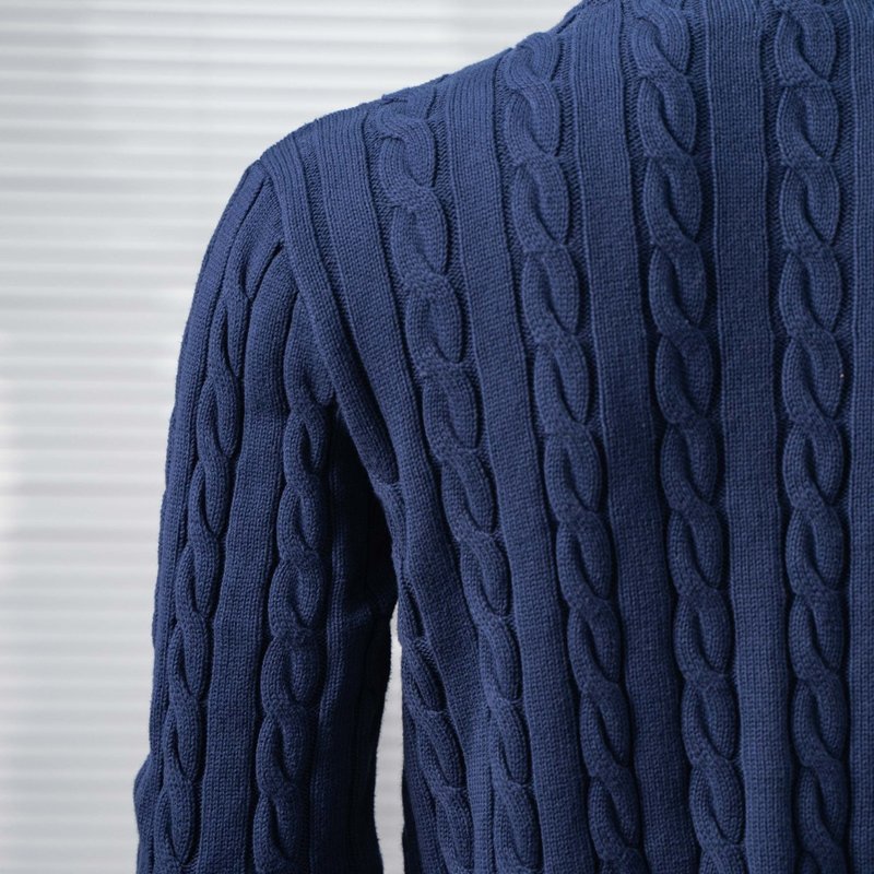 Ralph Lauren 자수 포니 케이블 니트 하프 집 001-271422