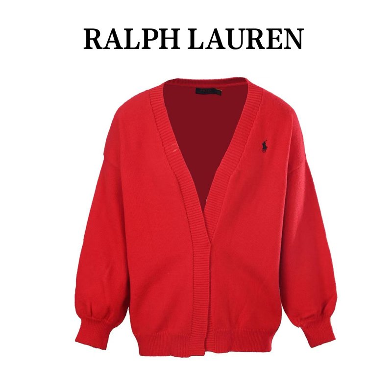 Ralph Lauren V넥 솔리드 울 니트 가디건 001-271425