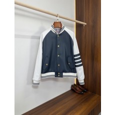 톰 브라운 포바 스트라이프 컬러블록 양가죽 야구 자켓 001-271448