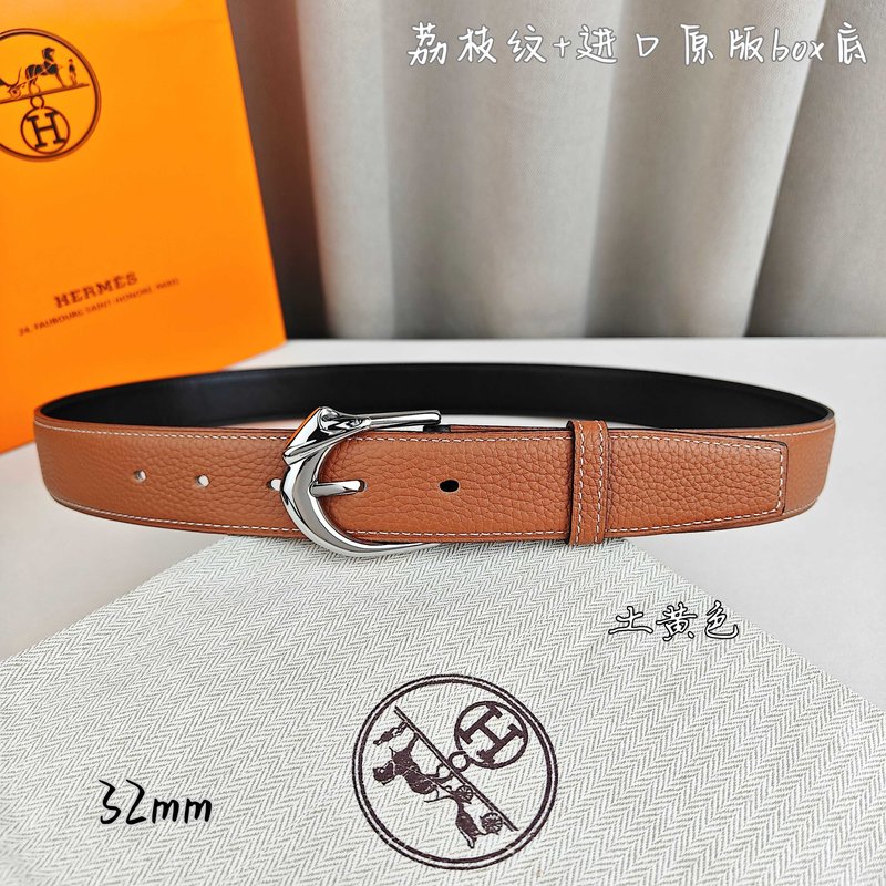 에르메스 핀버클 천연가죽 양면 벨트 32mm 001-271539