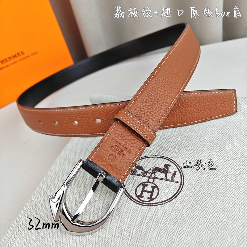 에르메스 핀버클 천연가죽 양면 벨트 32mm 001-271539