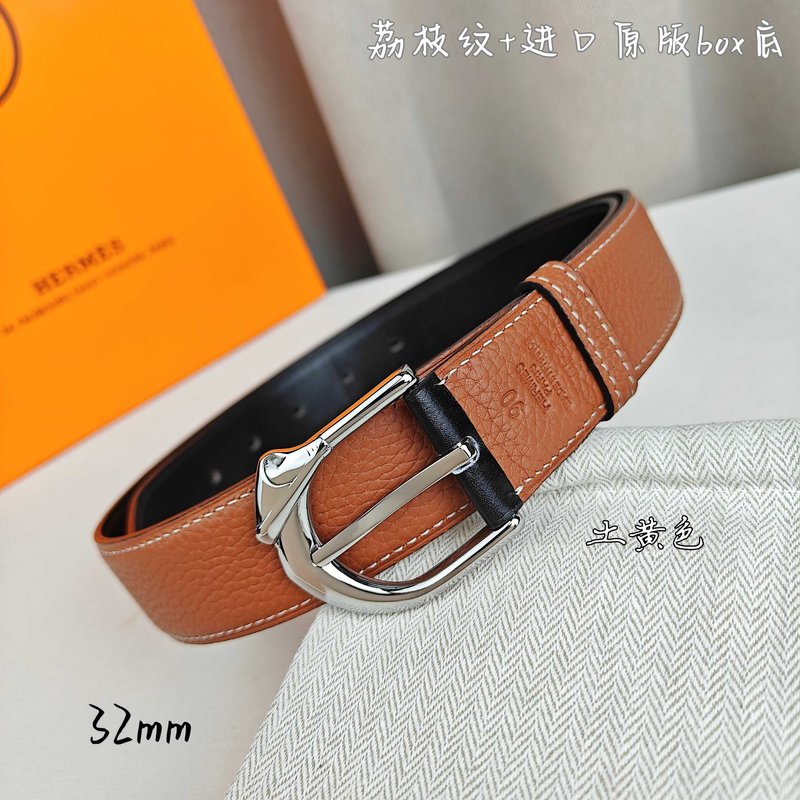 에르메스 핀버클 천연가죽 양면 벨트 32mm 001-271539